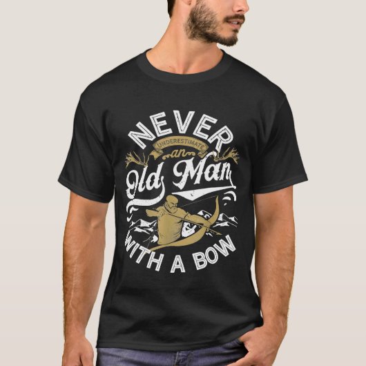 Old Man With A Bow Hunting Hunter Men Funny T-Shirt (Vorderseite)