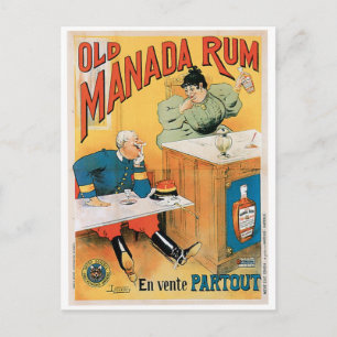 Old Manada Rum Vintag Drinks und Kunst Postkarte