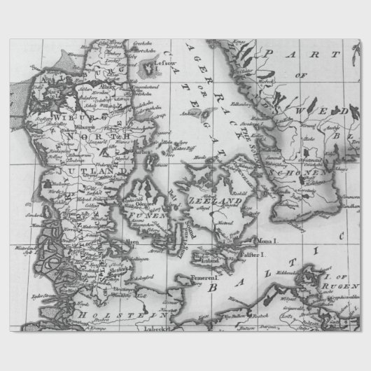 Old Maps Black and White Wrapping Paper Geschenkpapier (Flach)