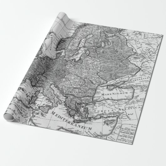 Old Maps Black and White Wrapping Paper Geschenkpapier (Ungerollt)