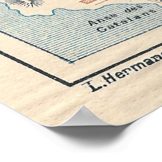 Old Marseilles France Map (1925) Poster (Ecke)