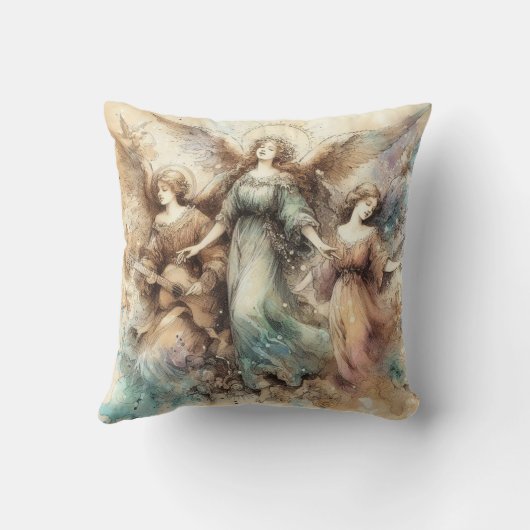 Old Master Style Angels Art Throw Kissen (Rückseite)