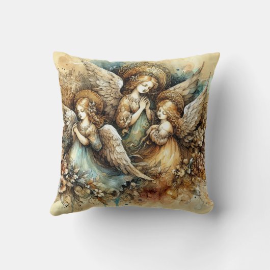 Old Master Style Angels Art Throw Kissen (Rückseite)