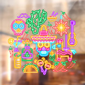 Old Mexico Cinco de Mayo Imitats Neon Light Fensteraufkleber (Blatt 2)