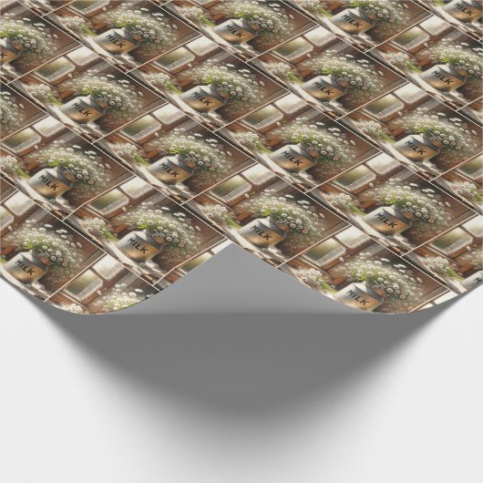 Old Milk Can mit Daisy Bouquet Geschenkpapier (Ecke)