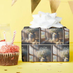 Old Milk Can mit Daisy Bouquet Geschenkpapier