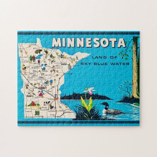 Old Minnesota Map 11x14 Puzzle (Horizontal)