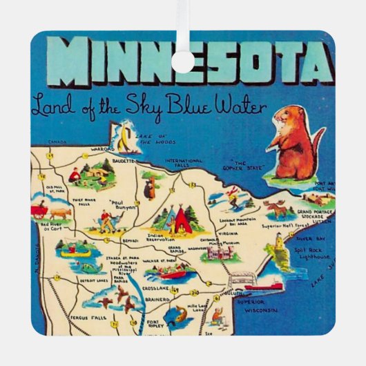 Old Minnesota Map Postcard Ornament Aus Metall (Vorderseite)