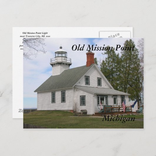 Old Mission Point Light, MI Postkarten (Vorne/Hinten)