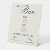 Old Money Aesthetic Luxury Wedding Bar Drinks Menu Sockelschild (Vorderseite)