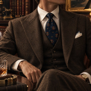 Old Money Anker Crest Palme Navy Krawatte