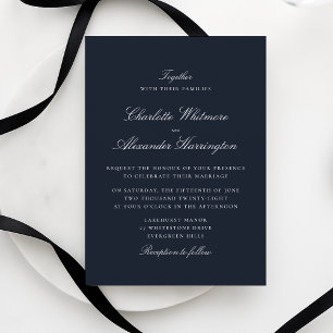 Old Money ästhetische Navy Blue Elegante Hochzeit Einladung