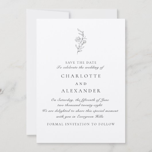 Old Money Ästhetische, transparente bg Save the Da Einladung (Vorderseite)