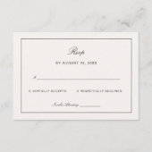 Old Money Black and Ivory Wedding Response Begleitkarte (Vorderseite)