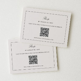 Old Money Black and Ivory Wedding RSVP Qr Code Begleitkarte