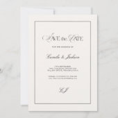 Old Money Black and Ivory Wedding Save the Date Einladung (Vorderseite)