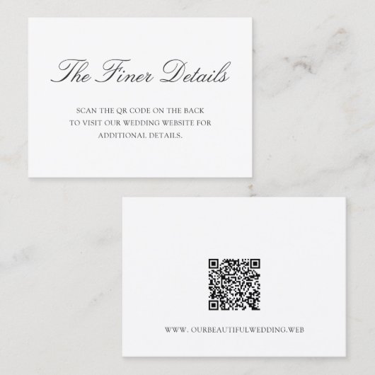 Old Money Black and White Classic QR Code Wedding Begleitkarte (Vorne/Hinten)