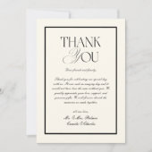 Old Money Black and White Wedding Dankeskarte (Vorderseite)