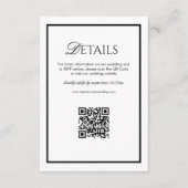 Old Money Black and White Wedding Details Qr Code Begleitkarte (Vorderseite)