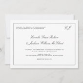 Old Money Black and White Wedding  Einladung (Vorderseite)