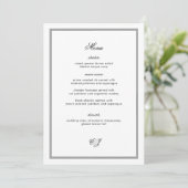 Old Money Black and White Wedding Menu Card Einladung (Stehend Vorderseite)