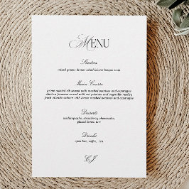 Old Money Black and White Wedding Menu Card Einladung