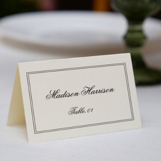 Old Money Black and White Wedding Place Card DIY Einladung