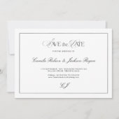 Old Money Black and White Wedding Save the Date Einladung (Vorderseite)
