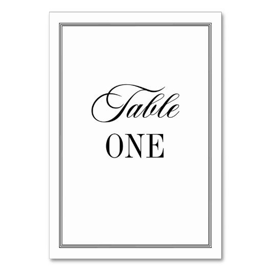 Old Money Black and White Wedding Tischnummer (Vorderseite)