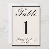 Old Money Black Cream Wedding Table Number Einladung (Vorderseite)