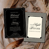Old Money Black Ivory Checkered Rehearsal Dinner Einladung