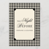 Old Money Black Ivory Checkered Rehearsal Dinner  Einladung (Vorderseite)
