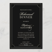 Old Money Black Ivory Checkered Rehearsal Dinner  Einladung (Rückseite)