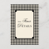 Old Money Black Ivory Checkered Wedding Details Begleitkarte (Vorderseite)