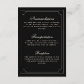 Old Money Black Ivory Checkered Wedding Details Begleitkarte (Rückseite)