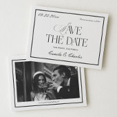Old Money Black White Wedding Save the Date Photo Einladung