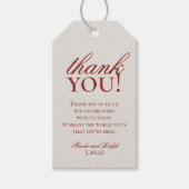 Old Money Bold Red Monogram Wedding Danke Geschenkanhänger (Vorderseite)