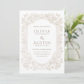 Old Money Botanical Wedding | Heirloom Taupe  Einladung (Stehend Vorderseite)