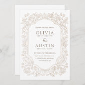 Old Money Botanical Wedding | Heirloom Taupe  Einladung (Vorne/Hinten)