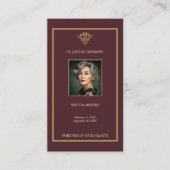 Old Money Burgundy Funeral Prayer Card Visitenkarte (Vorderseite)