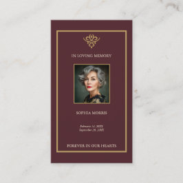 Old Money Burgundy Funeral Prayer Card Visitenkarte