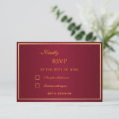 Old Money Burgundy & Gold RSVP (Stehend Vorderseite)