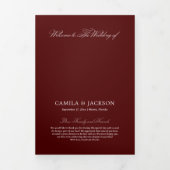 Old Money Burgundy Wedding Ceremony Dreifach-gefaltete Programmkarte (Cover)