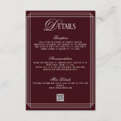 Old Money Burgundy Wedding Details Begleitkarte (Vorderseite)