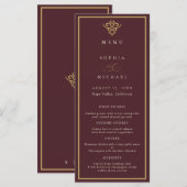 Old Money Burgundy Wedding Flat Menu Menükarte (Vorne/Hinten)