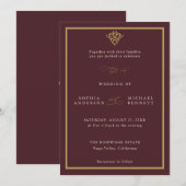 Old Money Burgundy Wedding Invitation Einladung (Vorne/Hinten)
