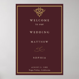 Old Money Burgundy Wedding Poster