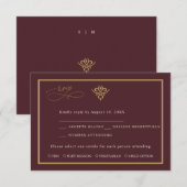 Old Money Burgundy Wedding Response Card RSVP Karte (Vorne/Hinten)