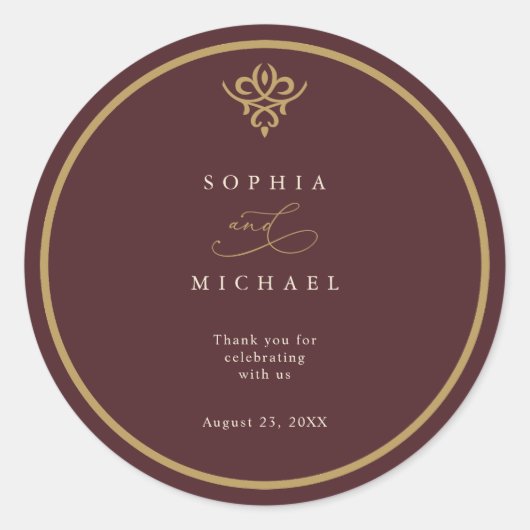 Old Money Burgundy Wedding Sticker (Vorderseite)
