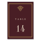 Old Money Burgundy Wedding Table Card Tischnummer (Rückseite)